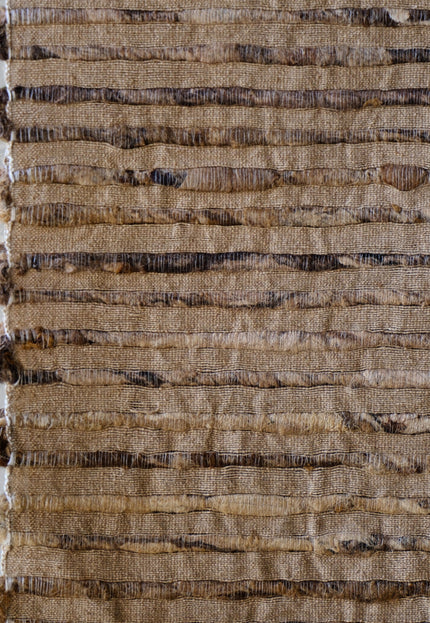 Undyed Tussar Silk Noil Striped Fabric | 280 GSM | 44” Wide