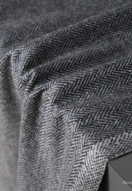Charcoal Yak Wool Fabric Set | Herringbone, Twill & Boiled Wool, 380 GSM