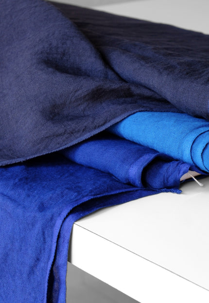 Pure Indigo Linen Fabric: 170 GSM, 45" Wide - By The Yard