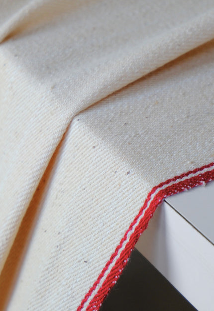 Handwoven Indigo Cotton Denim Fabric, Lightweight (210 GSM) Twill with 2 Red Selvedge