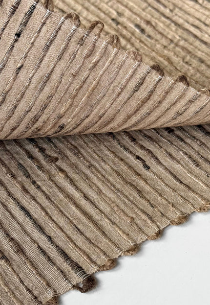 Undyed Tussar Silk Noil Striped Fabric | 280 GSM | 44” Wide