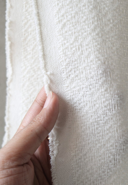 Zen Grid Weave Wool - Cotton Blended Fabric by the yard | 300 GSM | 54” Wide