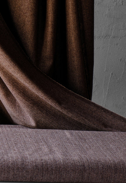 Dark Brown Yak Wool Tweed (Plain, Herringbone & Twill) Fabric, 320 GSM, 54" wide
