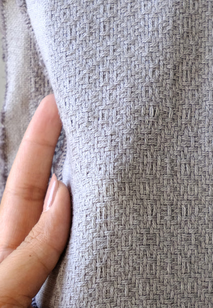 Zen Grid Weave Wool - Cotton Blended Fabric by the yard | 300 GSM | 54” Wide