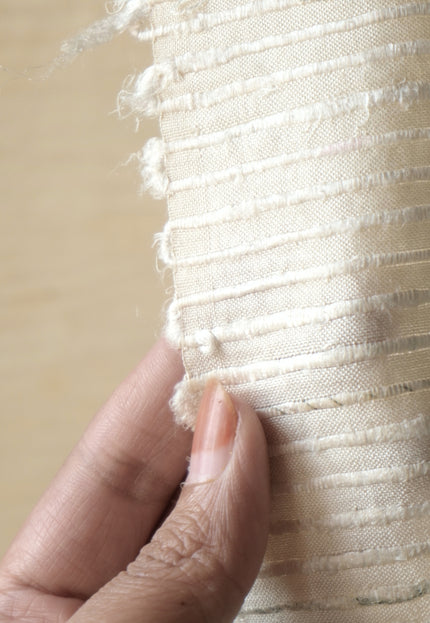 Tussar Silk Noil Striped Fabric | 280 GSM | 44” Wide