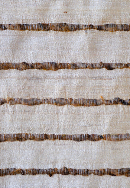 Undyed Bronze Tussar Silk Noil Striped Fabric | 280 GSM | 44” Wide