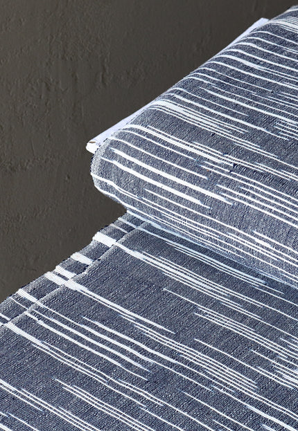 Indigo Handwoven Kasuri Fabric, 45" Wide, 300 GSM