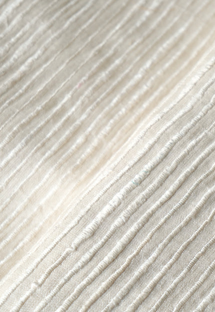 Tussar Silk Noil Striped Fabric | 280 GSM | 44” Wide