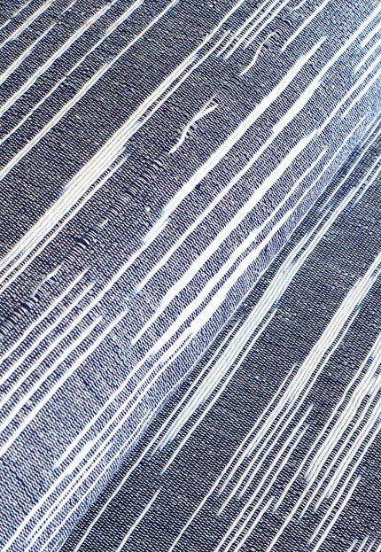 Indigo Handwoven Kasuri Fabric, 45" Wide, 300 GSM