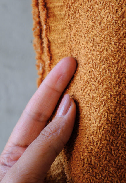 Handwoven Wool-Cotton Double Herringbone Fabric, 300 GSM, 46" Wide