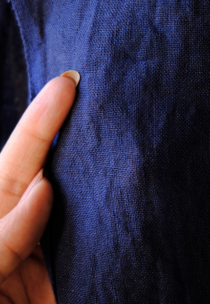 Pure Indigo Linen Fabric: 170 GSM, 45" Wide - By The Yard