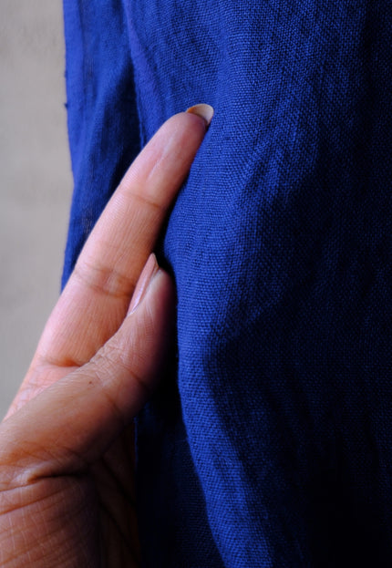 Pure Indigo Linen Fabric: 170 GSM, 45" Wide - By The Yard