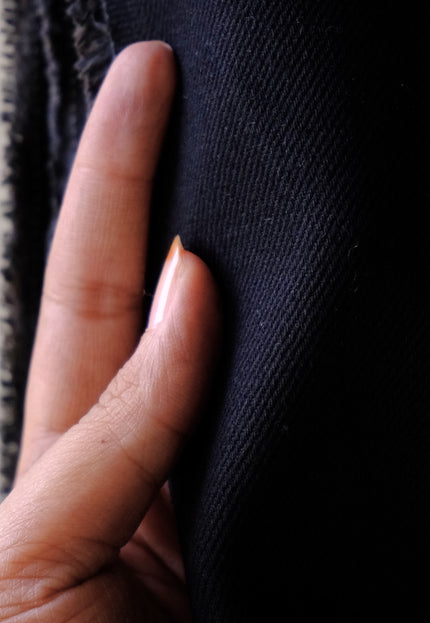 Jet Black Cotton Drill Fabric | 56" Wide | 350 GSM