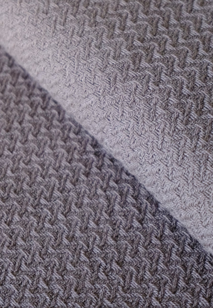 Handwoven Wool-Cotton Double Herringbone Fabric, 300 GSM, 46" Wide