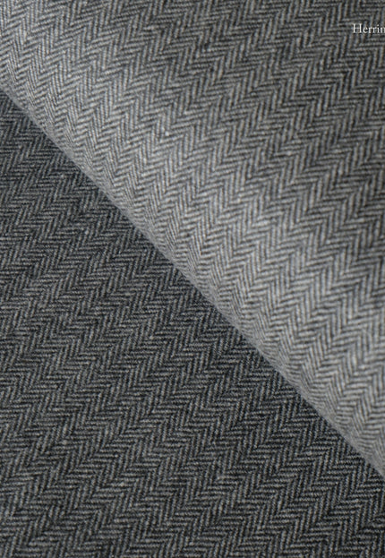 Charcoal Yak Wool Fabric Set | Herringbone, Twill & Boiled Wool, 380 GSM
