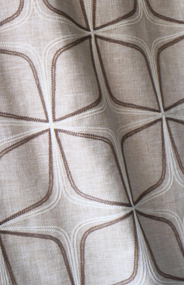 Embroidered Cotton-Linen Fabric (Greige), 47" Wide, 220 GSM