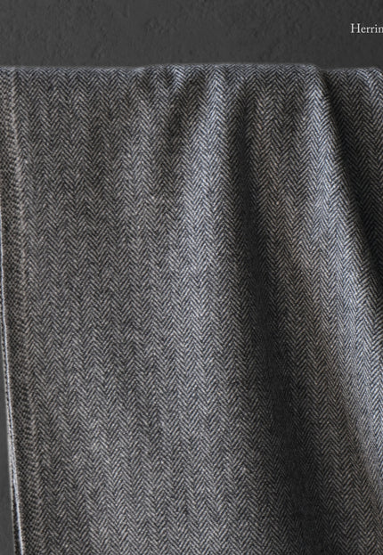 Charcoal Yak Wool Fabric Set | Herringbone, Twill & Boiled Wool, 380 GSM