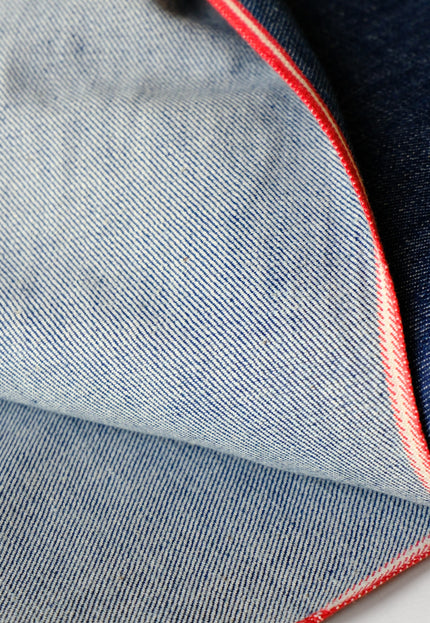 Handwoven Indigo Cotton Denim Fabric, Lightweight (210 GSM) Twill with 2 Red Selvedge