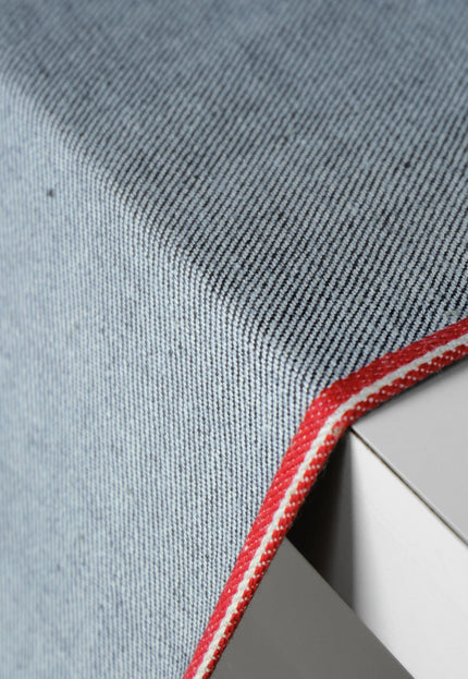 Handwoven Indigo Cotton Denim Fabric, Lightweight (210 GSM) Twill with 2 Red Selvedge