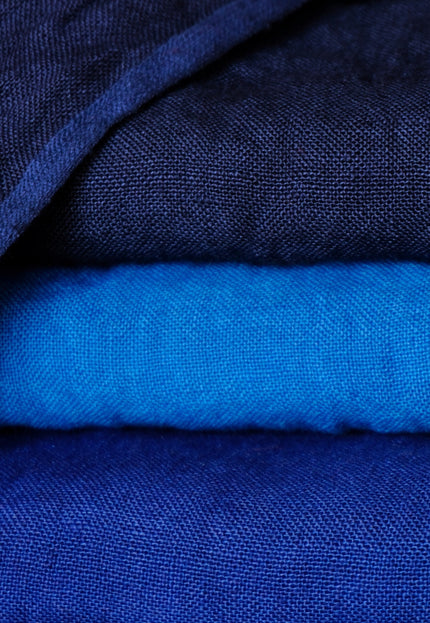 Pure Indigo Linen Fabric: 170 GSM, 45" Wide - By The Yard