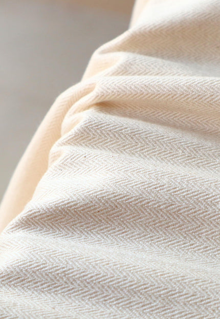 Cotton + Linen Blend Greige Herringbone Fabric | 240 GSM | 54” inches Wide
