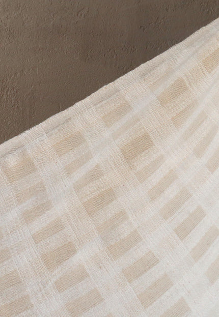 Self-Checkered Handloom Kala Cotton Fabric, 45" Wide, 157 GSM