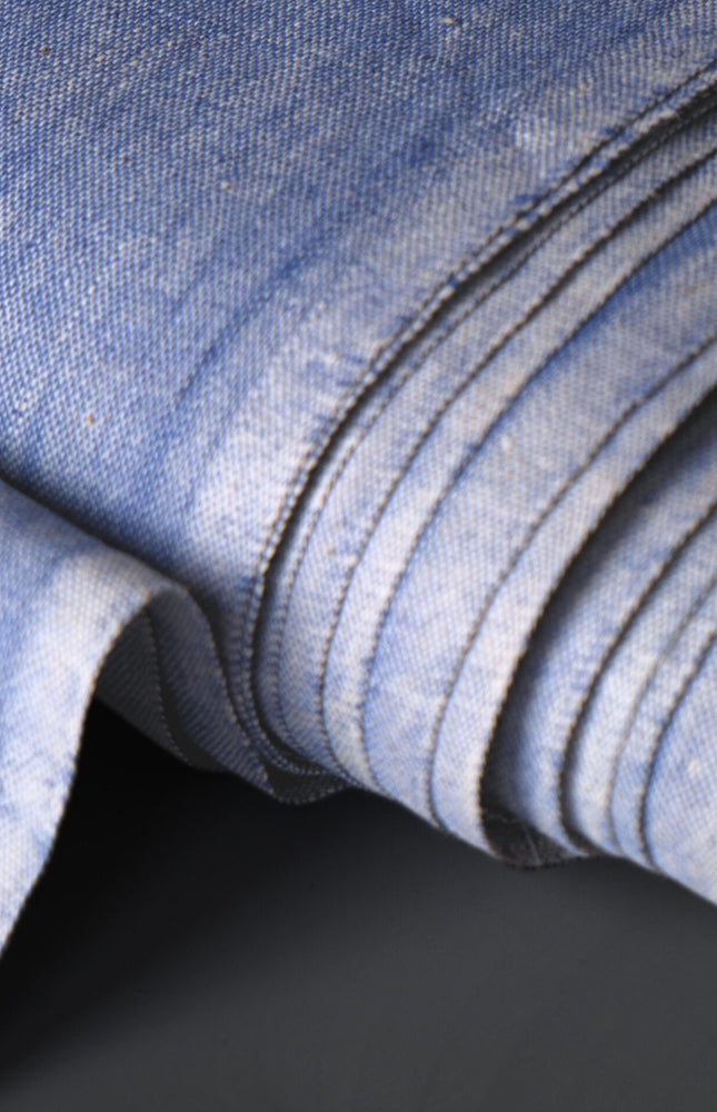 Handwoven Indigo Chambray Fabric | 45 inches wide | 130 GSM