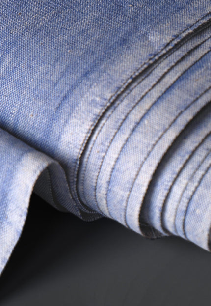 Organic Cotton Indigo Chambray Fabric by the yard | 45 inches wide | 130 GSM