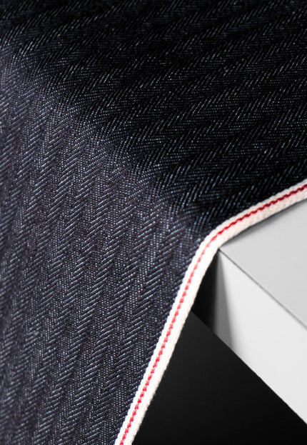 Raw Indigo Herringbone Selvedge Denim Fabric | 33″ Wide | 396 GSM