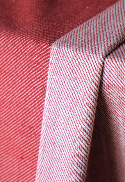 Handwoven Naturally Dyed Denim Fabric | Natural Indigo & Terracotta | 44" Wide | 230 GSM