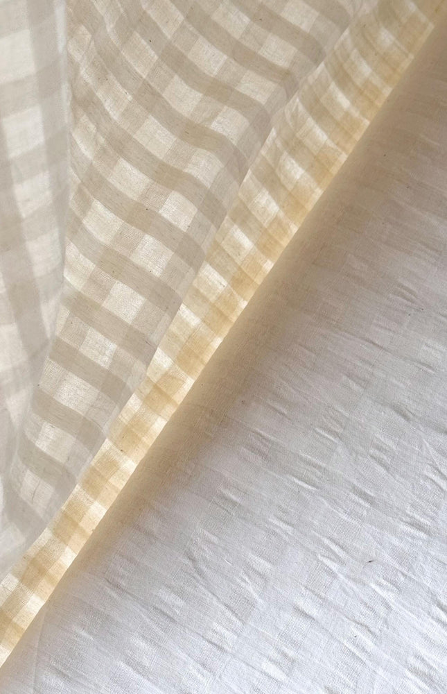 Self-Checkered Bengal Muslin Cotton Fabric — Fine 80 Count | 44" Wide | 90 GSM