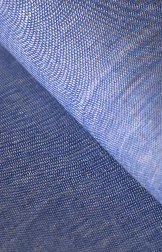 Organic Cotton Indigo Chambray Fabric by the yard | 45 inches wide | 130 GSM