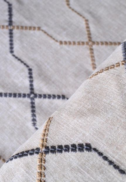 Embroidered Cotton-Linen Fabric, 47" Wide, 220 GSM