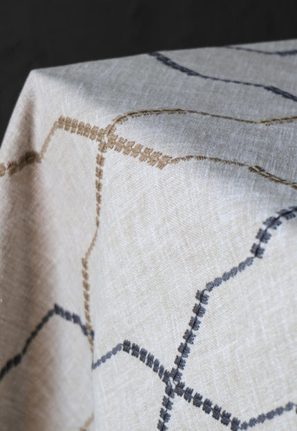 Embroidered Cotton-Linen Fabric, 47" Wide, 220 GSM