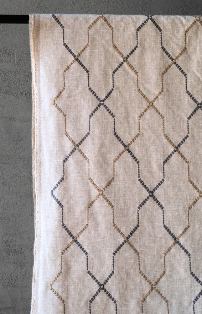 Embroidered Cotton-Linen Fabric, 47" Wide, 220 GSM