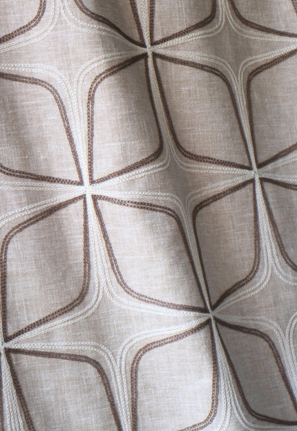 Embroidered Cotton-Linen Fabric (Greige), 47" Wide, 220 GSM