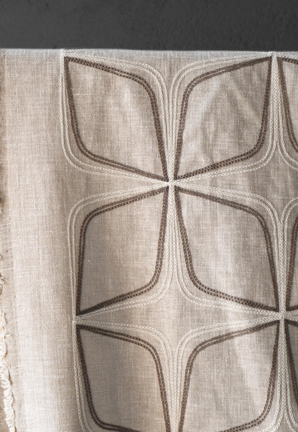 Embroidered Cotton-Linen Fabric (Greige), 47" Wide, 220 GSM