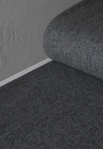 Yak Wool Herringbone Tweed Fabric, 58" Wide, 380 GSM (Charcoal Gray)