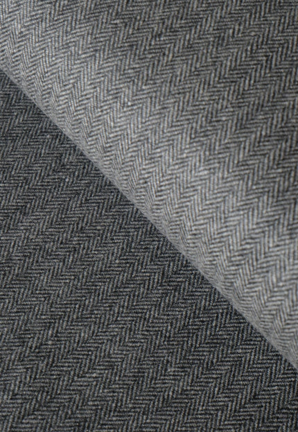 Yak Wool Herringbone Tweed Fabric, 58" Wide, 380 GSM (Charcoal Gray)