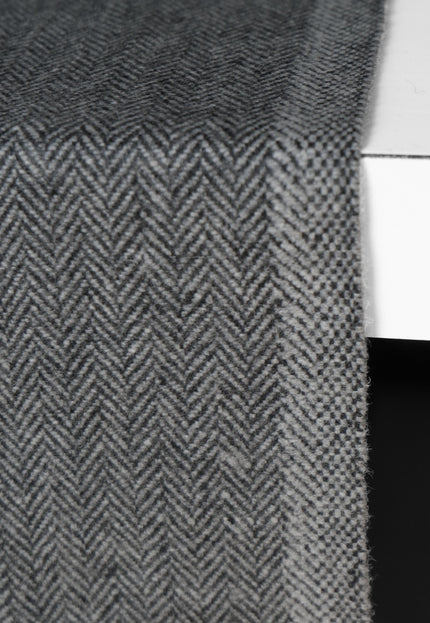 Yak Wool Herringbone Tweed Fabric, 58" Wide, 380 GSM (Charcoal Gray)
