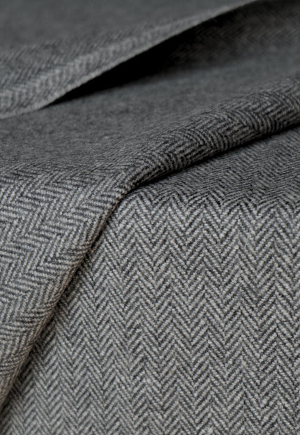 Yak Wool Herringbone Tweed Fabric, 58" Wide, 380 GSM (Charcoal Gray)