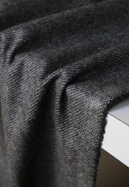Yak Wool Twill Tweed Fabric, 58" Wide, 380 GSM (Charcoal Gray)