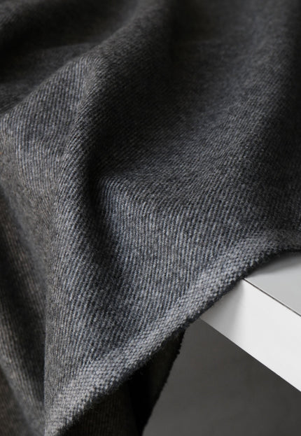 Yak Wool Twill Tweed Fabric, 58" Wide, 380 GSM (Charcoal Gray)