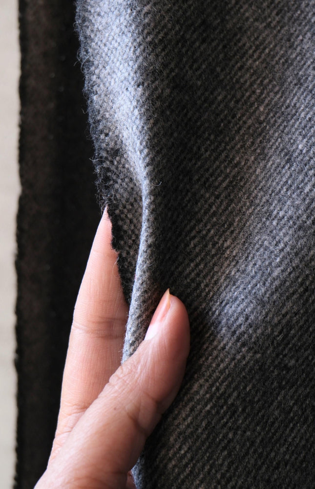 Yak Wool Twill Tweed Fabric, 58" Wide, 380 GSM (Charcoal Gray)