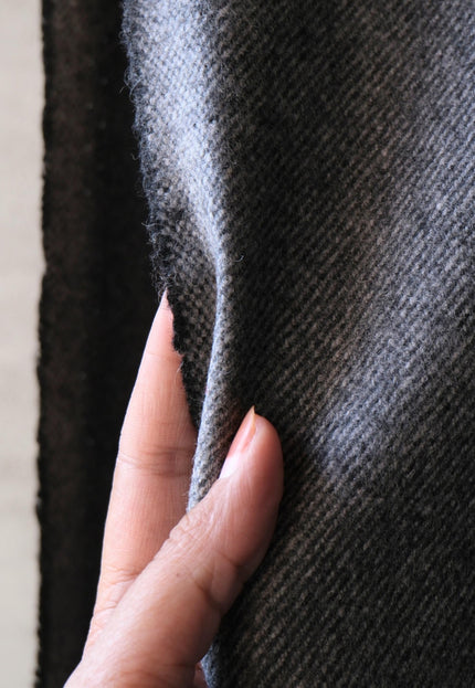 Yak Wool Twill Tweed Fabric, 58" Wide, 380 GSM (Charcoal Gray)
