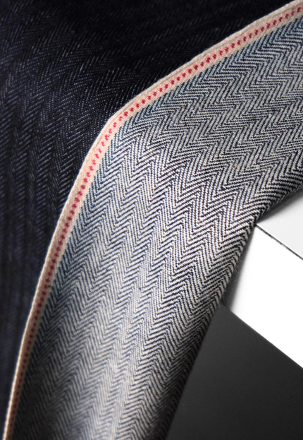 Raw Indigo Herringbone Selvedge Denim Fabric | 33″ Wide | 396 GSM