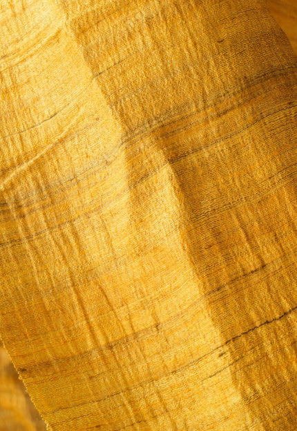 Handwoven Naturally Dyed Tussar Silk Paper-Finish Fabric | Starched Silk | 130 GSM | 44” Wide