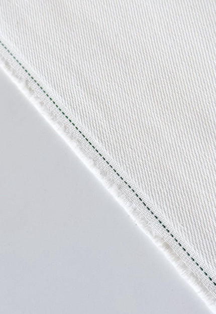 Stone-washed White Organic Cotton Denim Fabric by the yard, 58 inches wide, 271 GSM