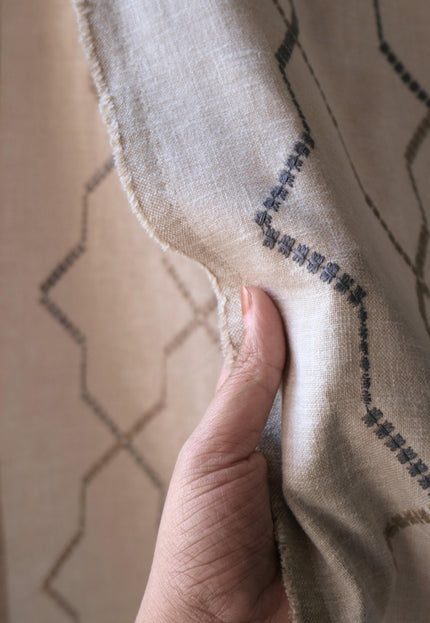 Embroidered Cotton-Linen Fabric, 47" Wide, 220 GSM
