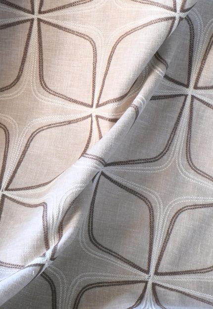 Embroidered Cotton-Linen Fabric (Greige), 47" Wide, 220 GSM